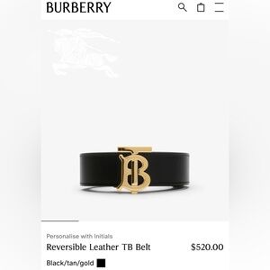 Burberry Belt Woman’s Reversible Leather TB Size Large Black /Tan $520